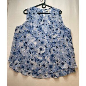 Cristina B sleeveless layered shirt top womens XL blue new